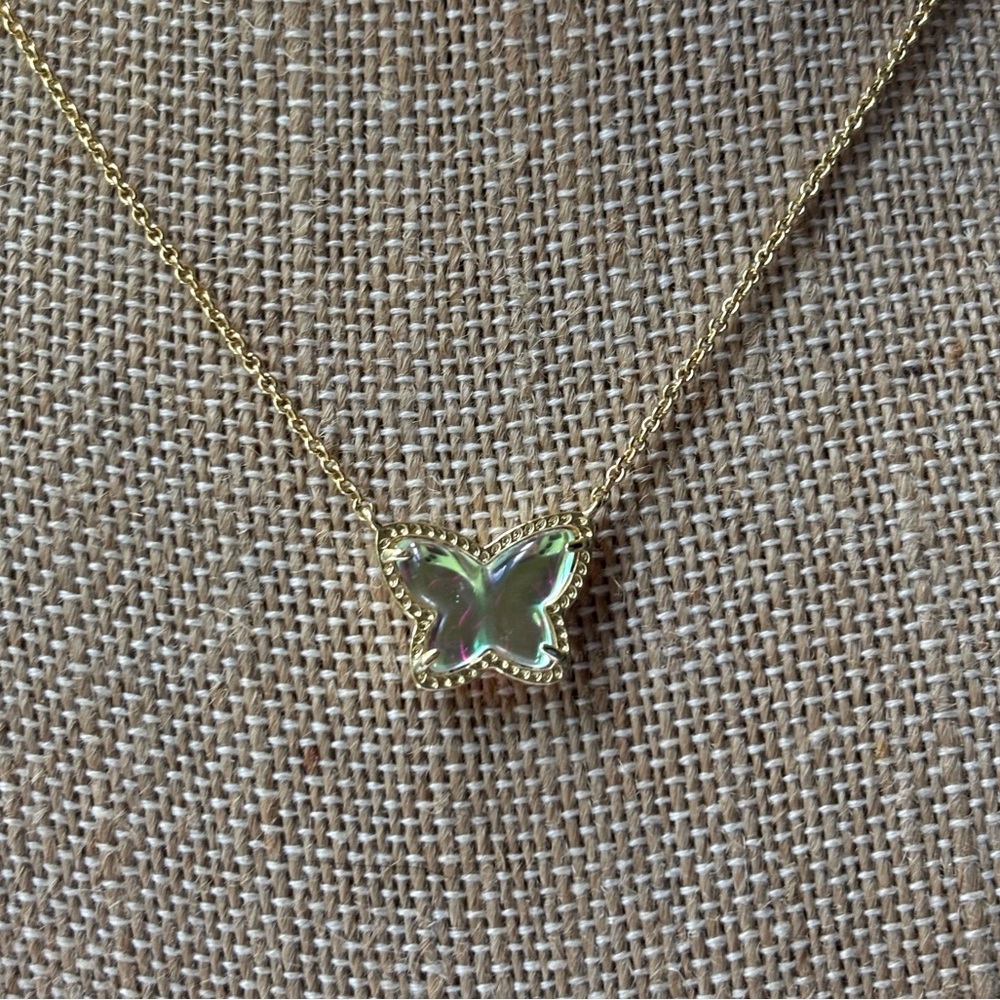Kendra Scott Gold Lillia Butterfly Pendant Necklace in Dichroic Glass
